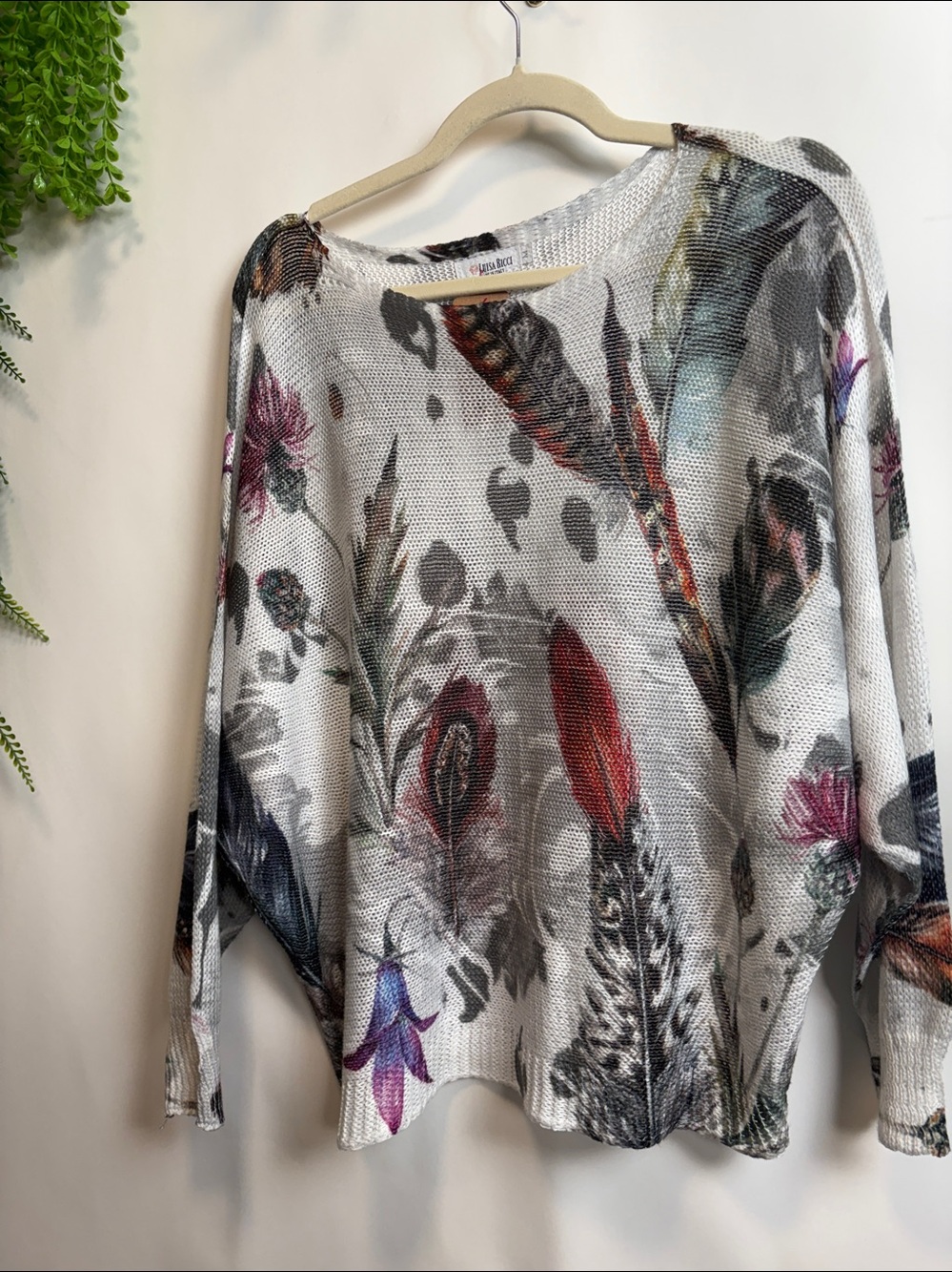 Luisa Ricci Colorful Feather Print Women's Sweater